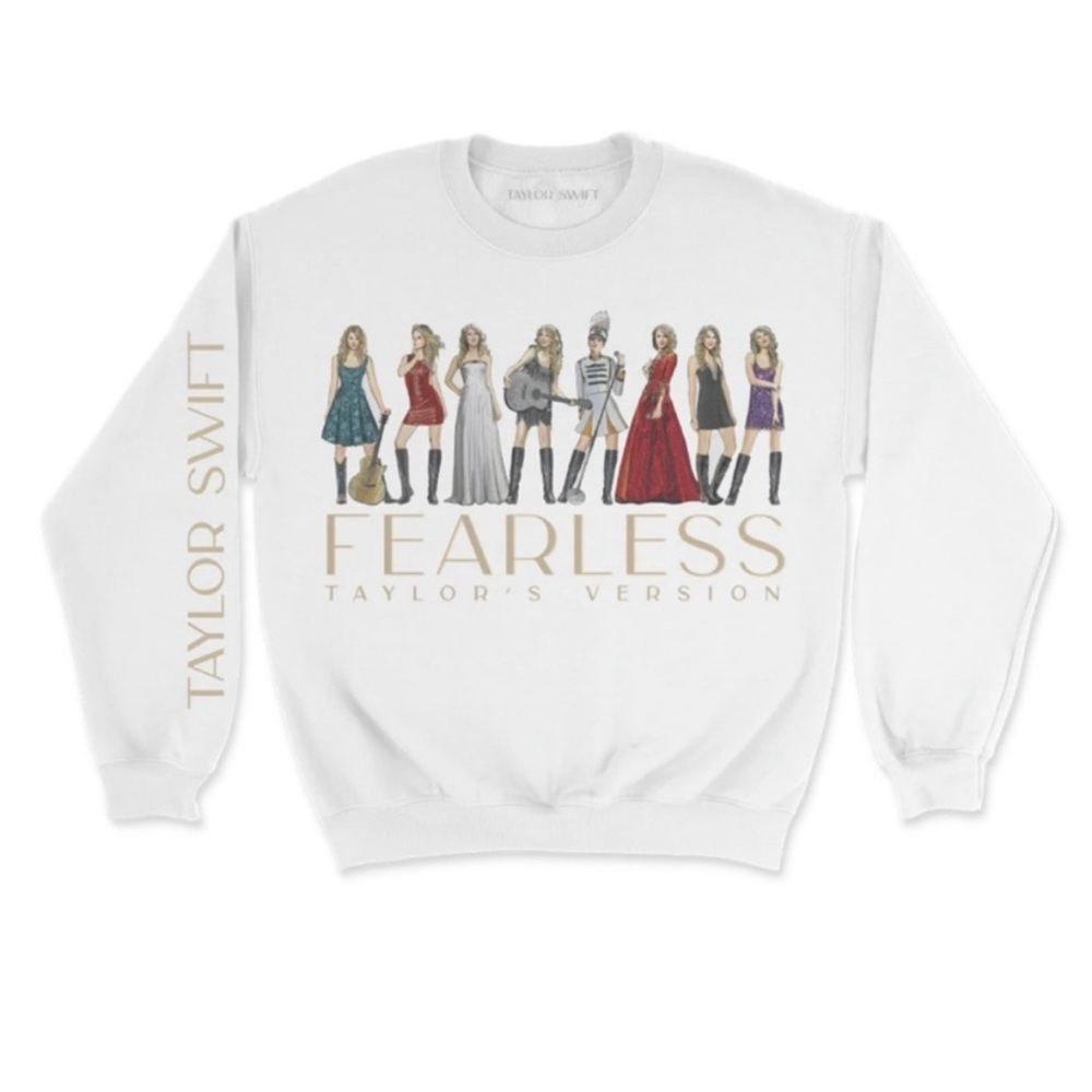 Taylor‎ Swift Fearless Eras Taylor's Version White Crewneck Sweatshirt Women's M